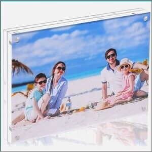 NIB-11x14 Acrylic Picture Frame, Clear Double Sided Magnetic Photo Frame W/Stand